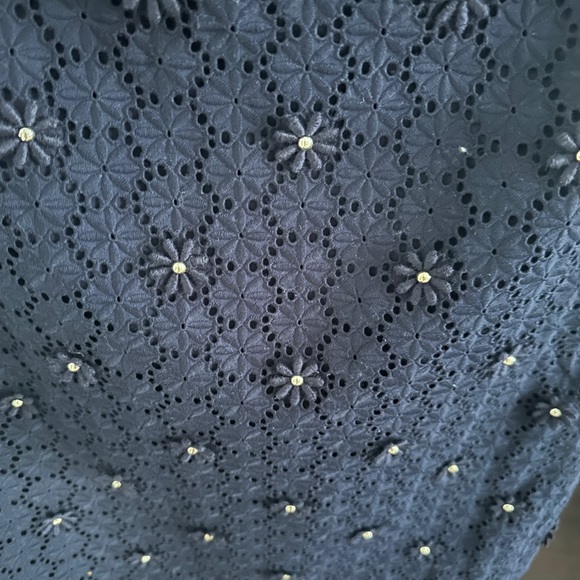 Talbots Eyelet Floral Beaded Navy Pencil Skirt NWOT - Picture 3 of 5